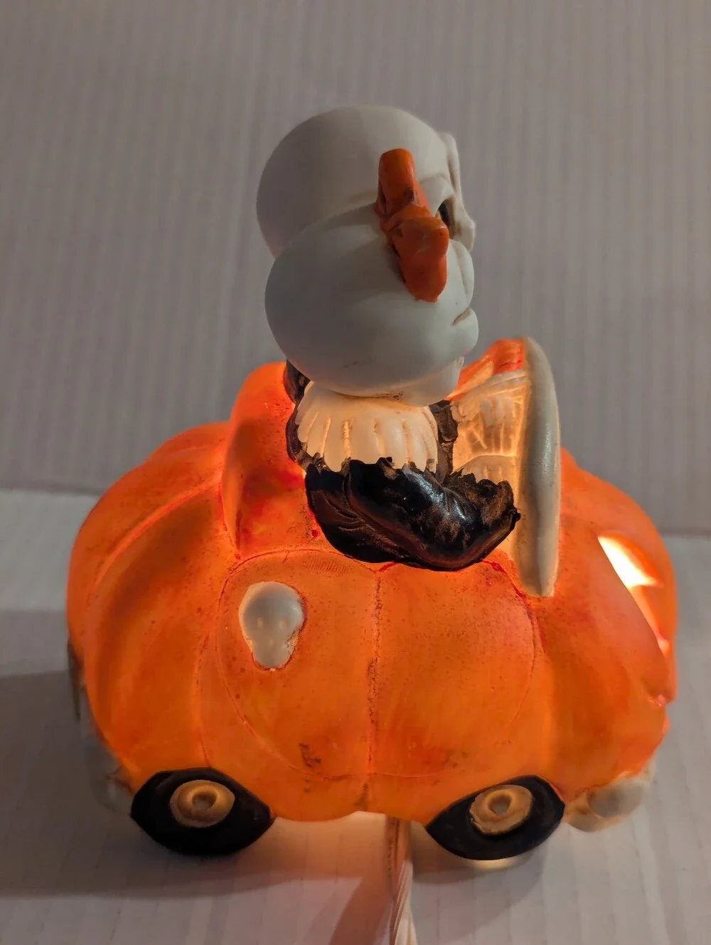 Halloween Skeleton Couple Pumpkin Car Light Up VTG 1990 Enesco Mark Cook